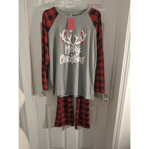 PatPat Men's Size XLARGE‎ Merry Christmas Buffalo Plaid Lounge Long Sleeve SET